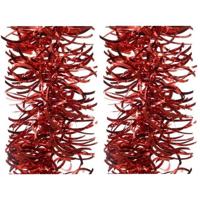 Kerstslingers - 2x - rood - folie - 10 x 270 cm - kerstversiering/decoratie