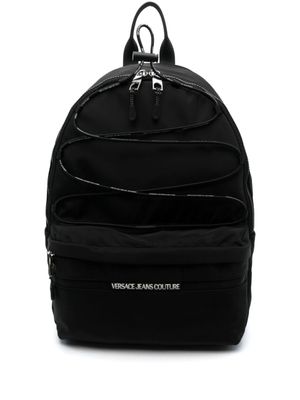 Versace Jeans Couture sac à dos à empiècements en résille - Noir
