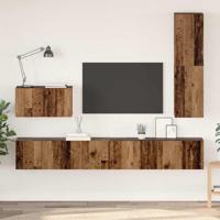 TV-kast set met plank Wandgemonteerd Anders met opslag met de deur 4 pcs Oud hout Medium Bewerkt hout