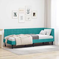 Hoekbedframe met hoofdeinde Turquoise 80 x 200 cm Fluweel