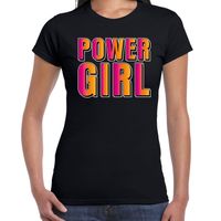 Powergirl fun tekst t-shirt zwart dames - thumbnail