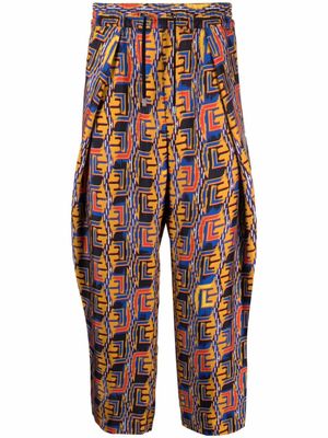 Balmain pantalon court à imprimé graphique - Bleu