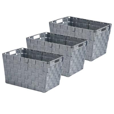 Kast/badkamer opbergmandjes - Set van 3x stuks - zilvergrijs - 35 x 25 x 20 cm - opbergmanden