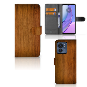 Motorola Edge 40 Book Style Case Donker Hout