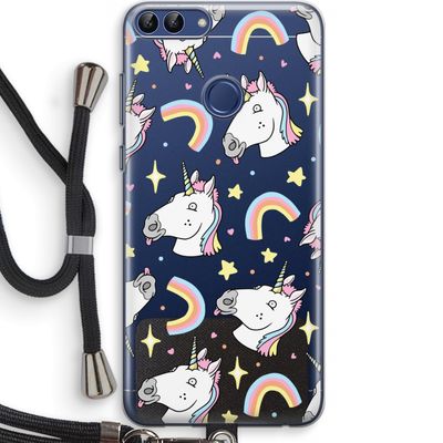 Rainbow Unicorn: Huawei P Smart (2018) Transparant Hoesje met koord