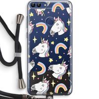 Rainbow Unicorn: Huawei P Smart (2018) Transparant Hoesje met koord