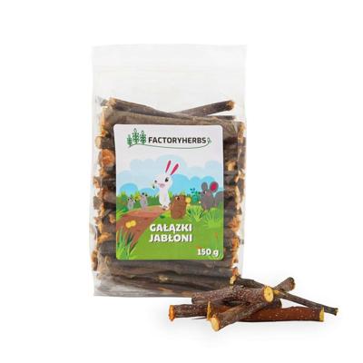FACTORYHERBS Appelboomtakjes - traktatie voor knaagdieren en konijnen - 150 g