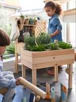 Vierkante houten moestuin beige