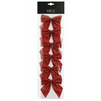 Decoratie strikken - 6x st - rood - 10 x 12 cm - bruiloft/feest versiering
