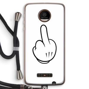 Middle finger white: Motorola Moto Z Force Transparant Hoesje met koord