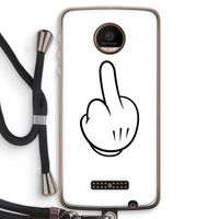 Middle finger white: Motorola Moto Z Force Transparant Hoesje met koord