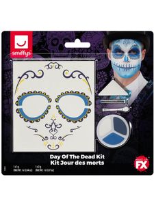 Make-up set Day of the Dead blauw wit