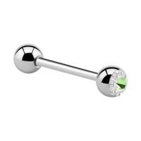 Barbell met Crystaline-balletje Chirurgisch Staal 316L Barbells - thumbnail