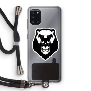 Angry Bear (white): Samsung Galaxy A31 Transparant Hoesje met koord