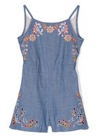 Chloé Kids combishort à fleurs brodées - Bleu - thumbnail