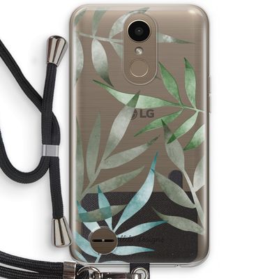 Tropical watercolor leaves: LG K10 (2017) Transparant Hoesje met koord