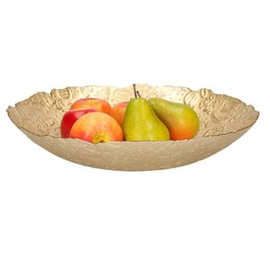 Decoratie schaal/fruitschaal van glas goud rond D40 x H7 cm