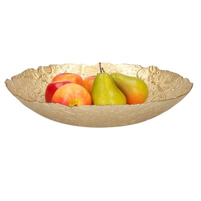 Decoratie schaal/fruitschaal van glas goud rond D40 x H7 cm