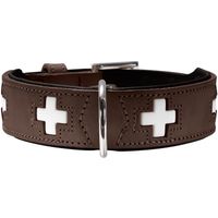 Hunter Collar Swiss Zwart, Bruin Leer S-M Hond Standaard halsband
