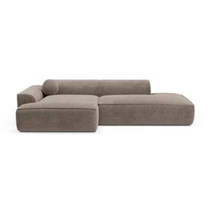 Sofa linkerhoek fluweel taupe 260cm