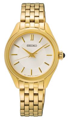 Seiko SUR538P1 Horloge staal goudkleurig-wit 29 mm