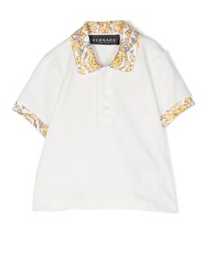 Versace Kids polo en coton à imprimé Barocco - Blanc