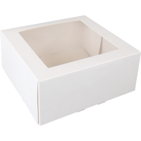Gebaksdoos | karton + PET | 21x21x9cm | met venster | wit | 150 stuks