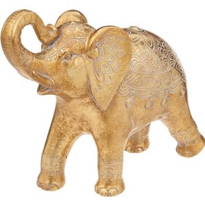 Home decoratie dieren/ beeldje Olifant - goud kleurig - 26 x 23 cm