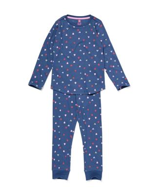 HEMA Kinderpyjama rib hartjes donkerblauw (donkerblauw)