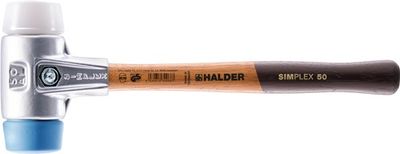 Halder Kunststofhamer | lengte 330 mm hoofd-d. 40 mm | hout | superplastic wit/TPE-soft blauw | 1 stuk - 3117.040 3117.040