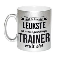 Zilveren leukste en meest geweldige trainer cadeau koffiemok / theebeker 330 ml