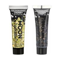 Moon Creations Chunky Glittergel set - voor lichaam en gezicht - goud en zwart