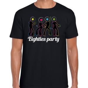 Verkleed T-shirt voor heren - eighties party - zwart - jaren 80/80s - foute party - carnaval