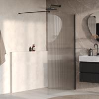 BRAUER Oblivion Flow inloopdouche helder ribbelglas 120x200 incl. glascoating Mat Zwart