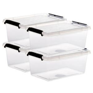 5Five opberg kist met deksel - 4,5x - Clip Box - 4,5 liter - 29 x 20 x 12 cm - kunststof - transpara