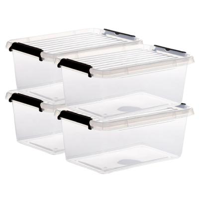 5Five opberg kist met deksel - 4,5x - Clip Box - 4,5 liter - 29 x 20 x 12 cm - kunststof - transpara