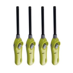 Pakket van 4x stuks lime groene barbecue aanstekers/gasaanstekers navulbaar 26 cm