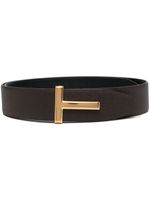 TOM FORD ceinture réversible à plaque logo T - Marron - thumbnail