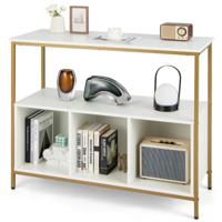 Keukenkast Sideboard met Metalen Frame & Open Plank & 3 Vakken Commode Keuken Hout 110 x 42,5 x 88 cm (Wit)