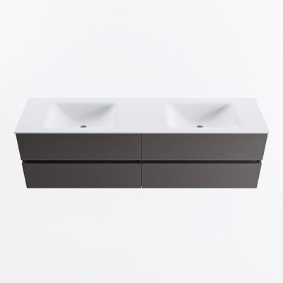 MONDIAZ VICA 170cm badmeubel onderkast Dark Grey 4 lades. Wastafel CLOUD dubbel 2 kraangaten, kleur Talc.