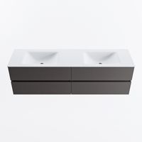 MONDIAZ VICA 170cm badmeubel onderkast Dark Grey 4 lades. Wastafel CLOUD dubbel 2 kraangaten, kleur Talc.