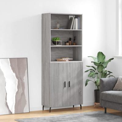 Hoge kast 69,5x34x180 cm bewerkt hout grijs sonoma eikenkleurig