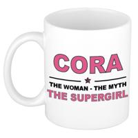 Cora cadeau mok - Woman Myth Supergirl - naam koffiemok - 300 ml - collega - moederdag