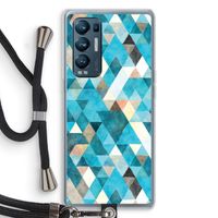 Gekleurde driehoekjes blauw: Oppo Find X3 Neo Transparant Hoesje met koord Gekleurde driehoekjes blauw: Oppo Find X3 Neo Transparant Hoesje met koord