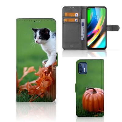 Motorola Moto G9 Plus | Telefoonhoesje | Met pasjeshouder | Kitten