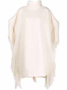 Jil Sander cape oversize à franges - Tons neutres