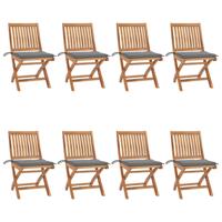 Tuinstoelen 8 st inklapbaar met kussens massief teakhout