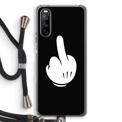 Middle finger black: Sony Sony Xperia 10 III Transparant Hoesje met koord