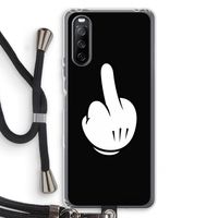Middle finger black: Sony Sony Xperia 10 III Transparant Hoesje met koord