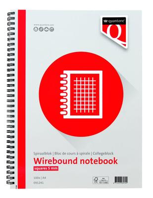 Spiraalblok Quantore A4 ruit 5mm 200 pagina's 70gr Spiraalblok Quantore A4 ruit 5mm 200 pagina's 70gr